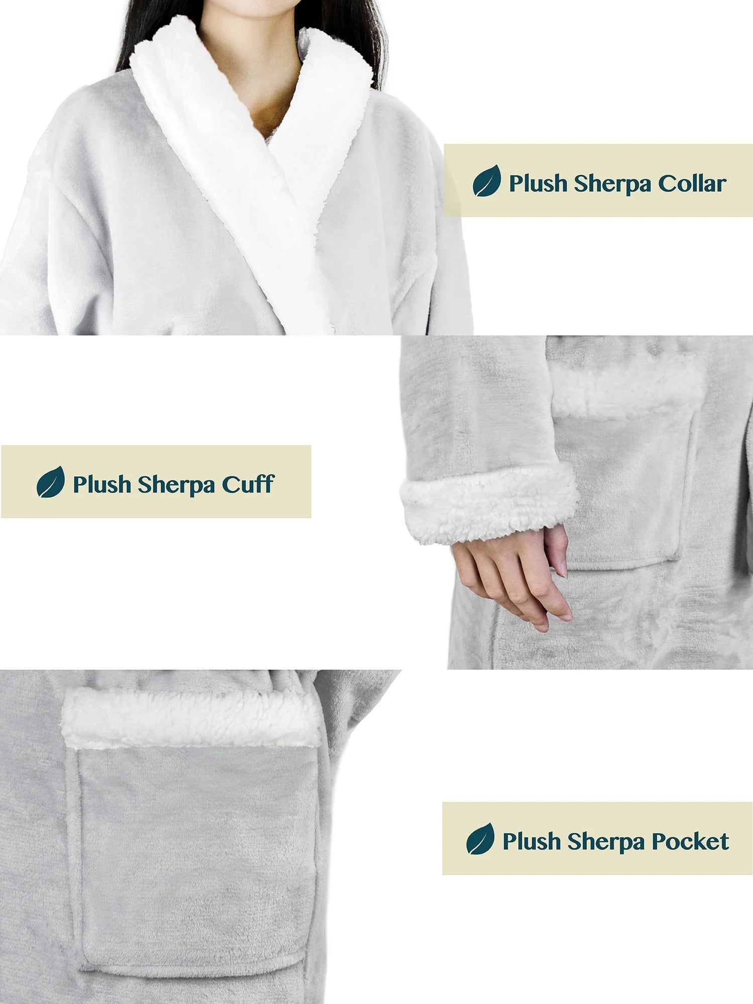 Premium Womens Sherpa Fleece Robe | Luxurious Soft, Warm, Plush Bathrobe