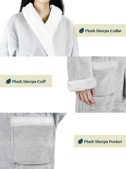 Premium Womens Sherpa Fleece Robe | Luxurious Soft, Warm, Plush Bathrobe