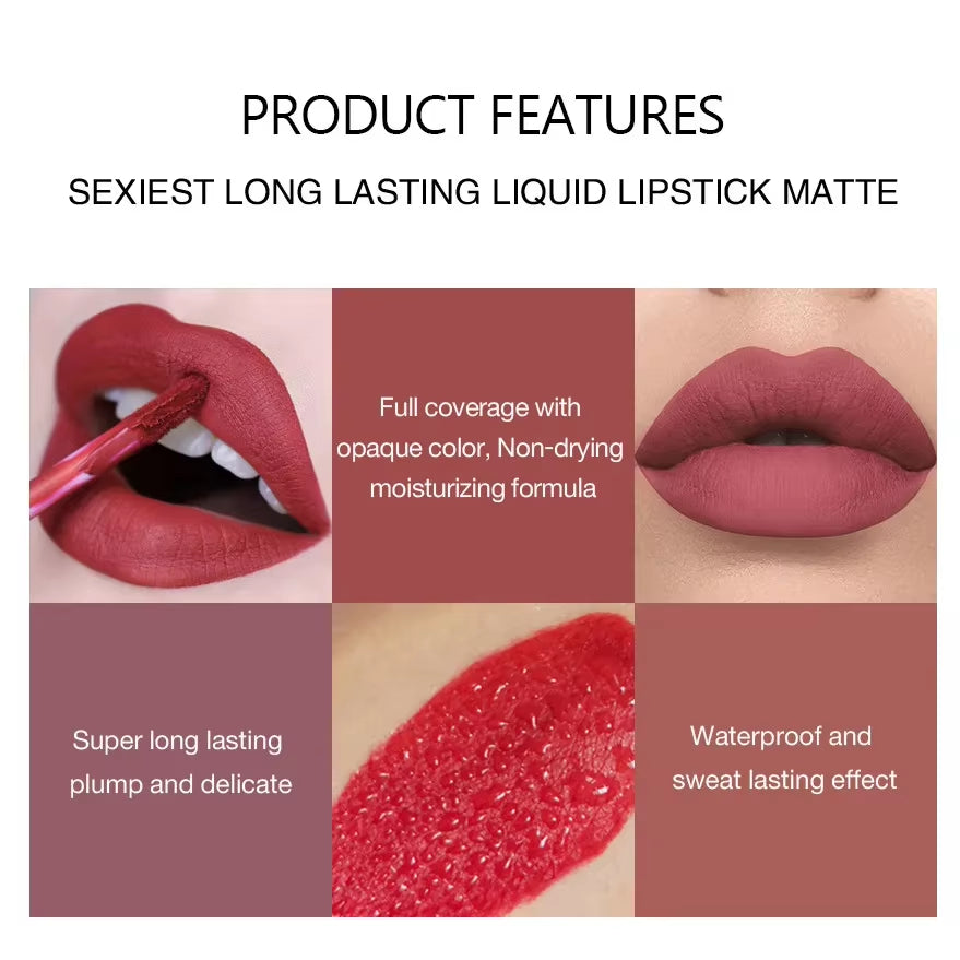 4 In1 Matte Lipstick Kit Combo Strip Velvet Sexy Red Lip Tint Non-Stick Cup Lip Gloss Lip Oil Makeup Lips Cosmetic Set Wholesale