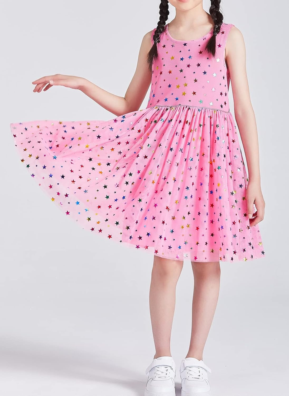 Danichins Girls Sleeveless Tutu Dress Layered Tulle Sparkle Dress for Girls