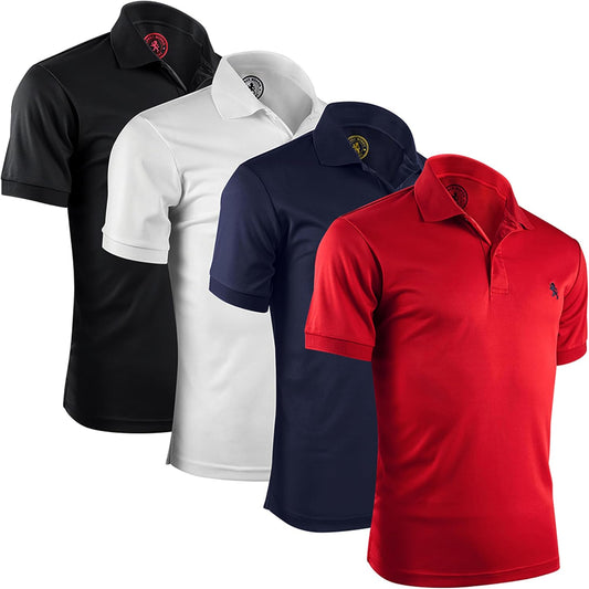 Mens Striped Short Sleeve Polo Shirts 4 Pack