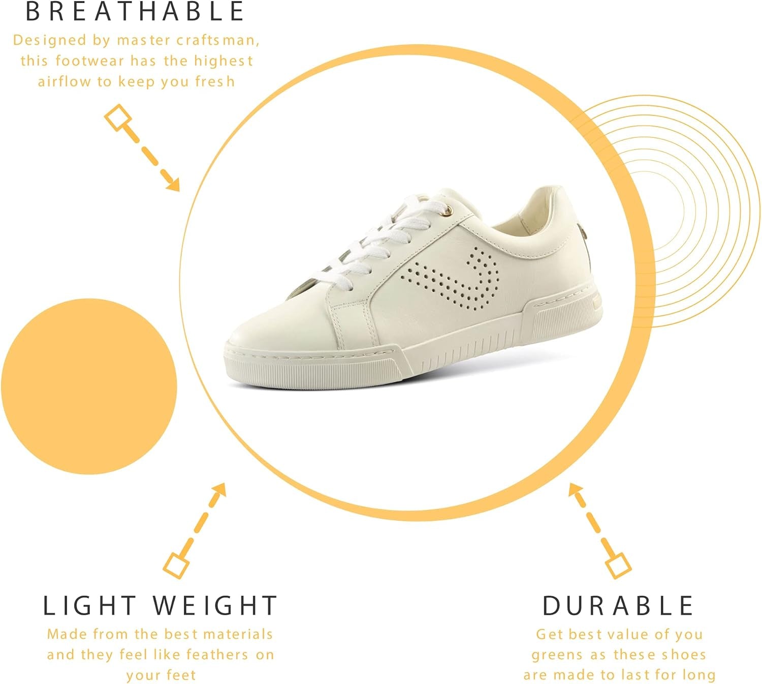 Women'S Fashion Sneakers – Genuine Leather Casual Shoes, Comfortable Cushioned Insole, TPR Rubber Sole, Stylish Lifestyle, Lightweight and Durable Travel Sneakers