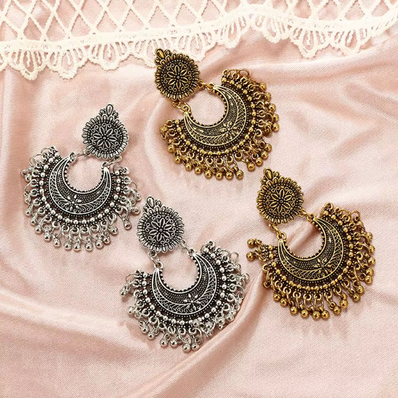 Women Earrings Metal Tassel Jhumka Indian Ethnic Bollywood Dangle Earrings Fashion Jewelry Accessories