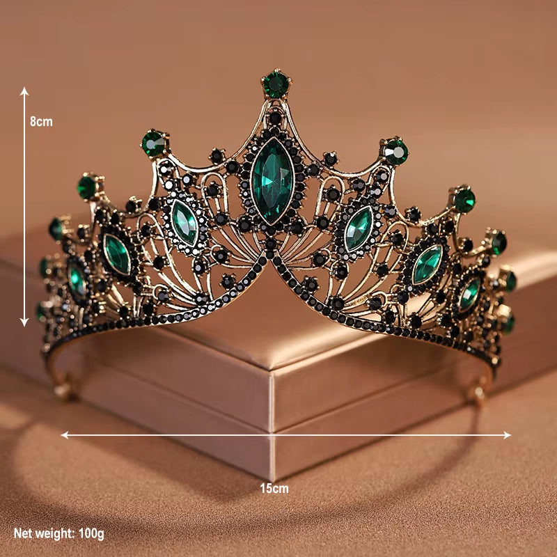 Itacazzo Bridal Headwear Green-Colour Ladies Exquisite Dazzling Party Crown Luxurious Birthday Tiaras