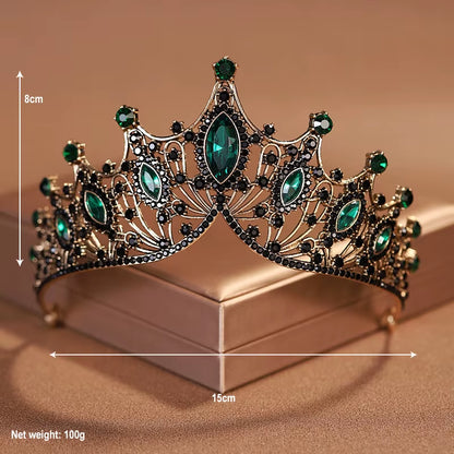 Itacazzo Bridal Headwear Green-Colour Ladies Exquisite Dazzling Party Crown Luxurious Birthday Tiaras