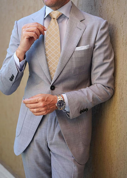 Plaid Checkered Tie Handkerchief Woven Classic Formal Men'S Necktie & Pocket Square Set