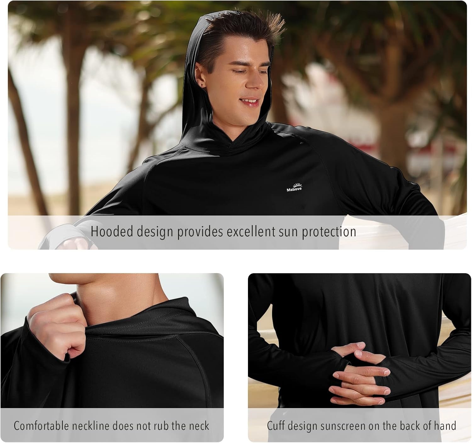 Men'S UPF 50+ Long Sleeve Sun Shirts UV Protection Hoodie Rash Guard Hiking Fishing Swim T Shirt