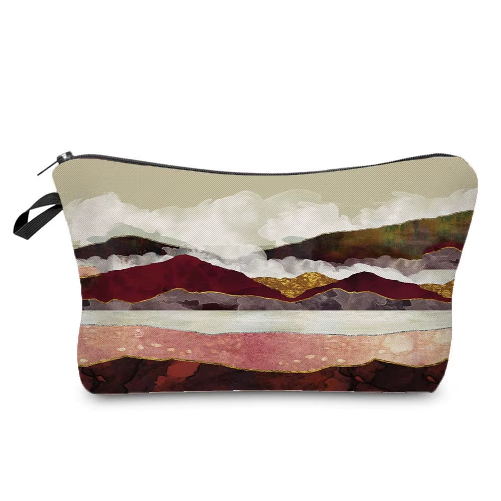 Landscape Painting Makeup Bag Polyester Cosmetic Bag Women'S Necessaire Pouch with Zipper Shaver Kit Bags Luxury Man Travel Bag