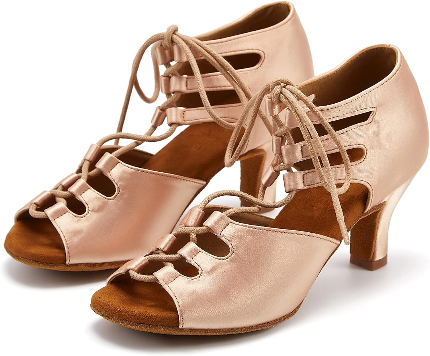 Ballroom Dance Shoes Womens Performance Latin Salsa Dancing Shoes Middle Heels with 2.4 Inch Heels Z06