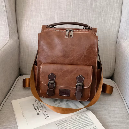 2020 Women Vintage PU Leather Backpacks Vintage Female Shoulder Bags Sac a Dos Casual Travel Ladies Bagpack Mochilas School Bags