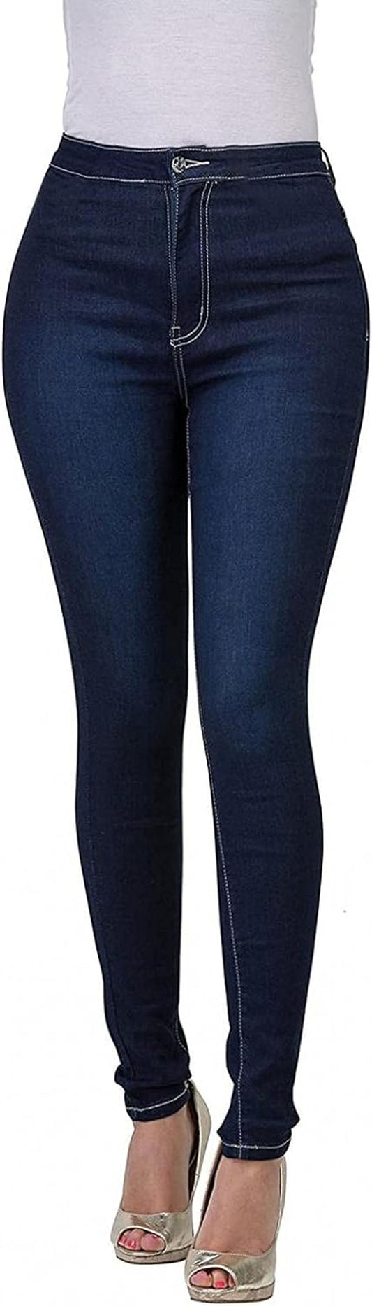 WUAI Womens High Waist Stretch Jeggings with Pockets Pull-On Stretchy Leggings Slim Fit Skinny Jeans Pencil Denim Pants