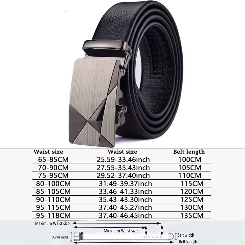 Men Belts Automatic Buckle Belt Genune Leather High Quality Black Male Belts for Men Leather Strap Casual Buises for Jeans