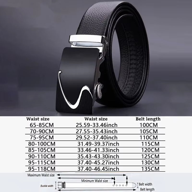 Men Belts Automatic Buckle Belt Genune Leather High Quality Black Male Belts for Men Leather Strap Casual Buises for Jeans
