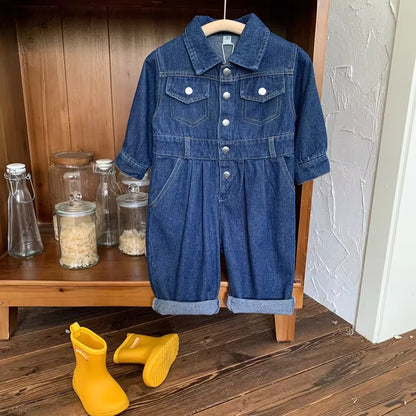 2024 Baby Toddler Jeans Romper Boy Girl Denim Overalls Fashion Children One Piece Pants Long Sleeve Jumpsuit Casual Child Kids