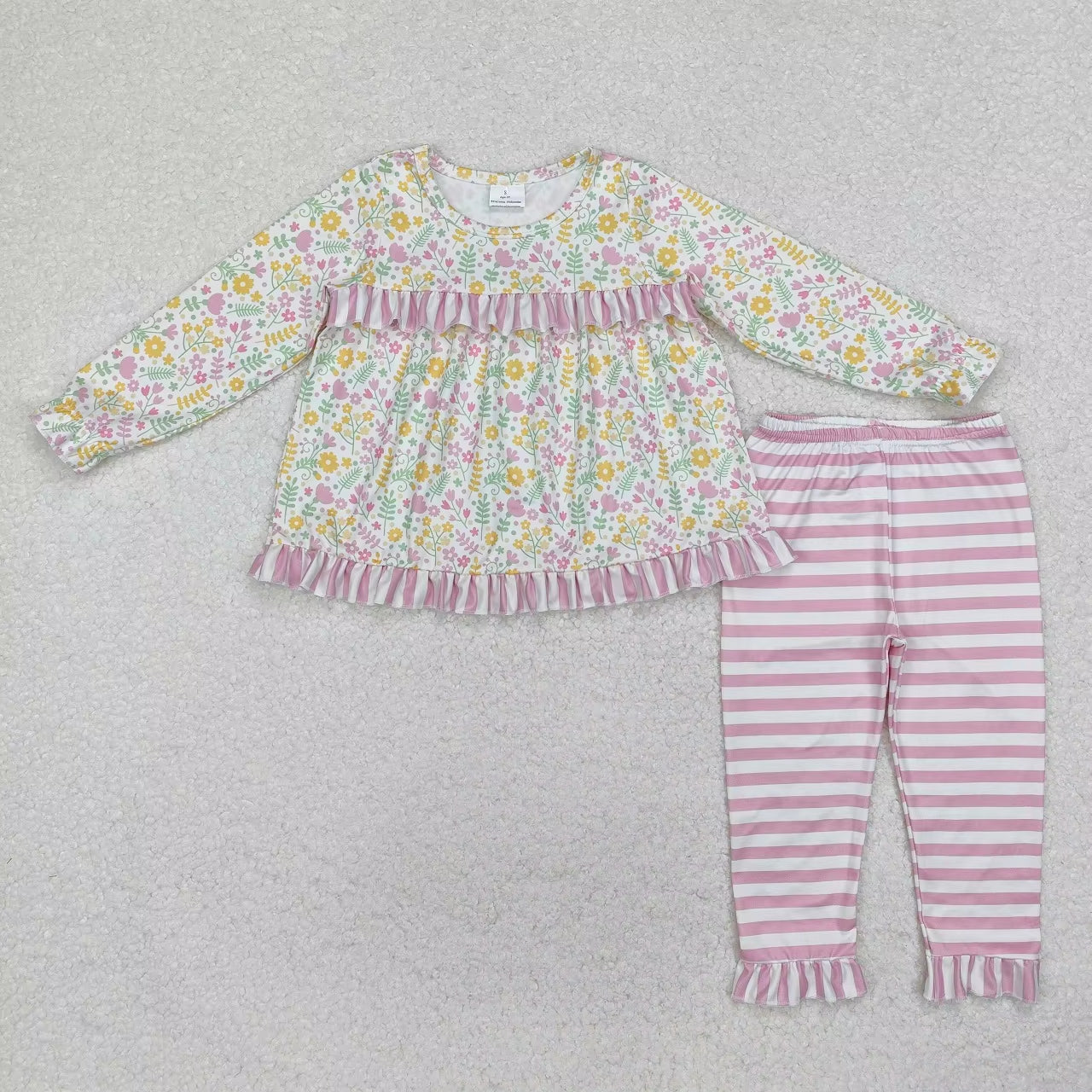 Wholesale Infant Long Sleeves Clothing Blue Flower Shirt Baby Girl Floral Outfit Toddler Skirt Skorts Shorts Children Kids Set