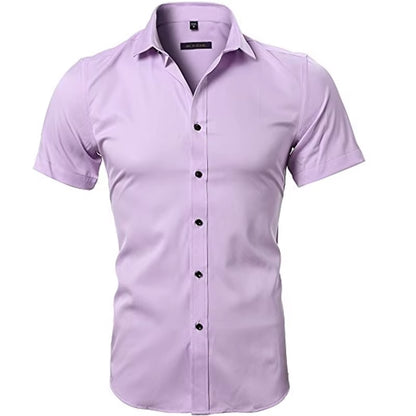 Men'S Purple Bamboo Fiber Dress Shirts Brand Long Sleeve Shirt Solid Slim Fit Casual Formal Non Iron Work Shirt Camisa Masculina