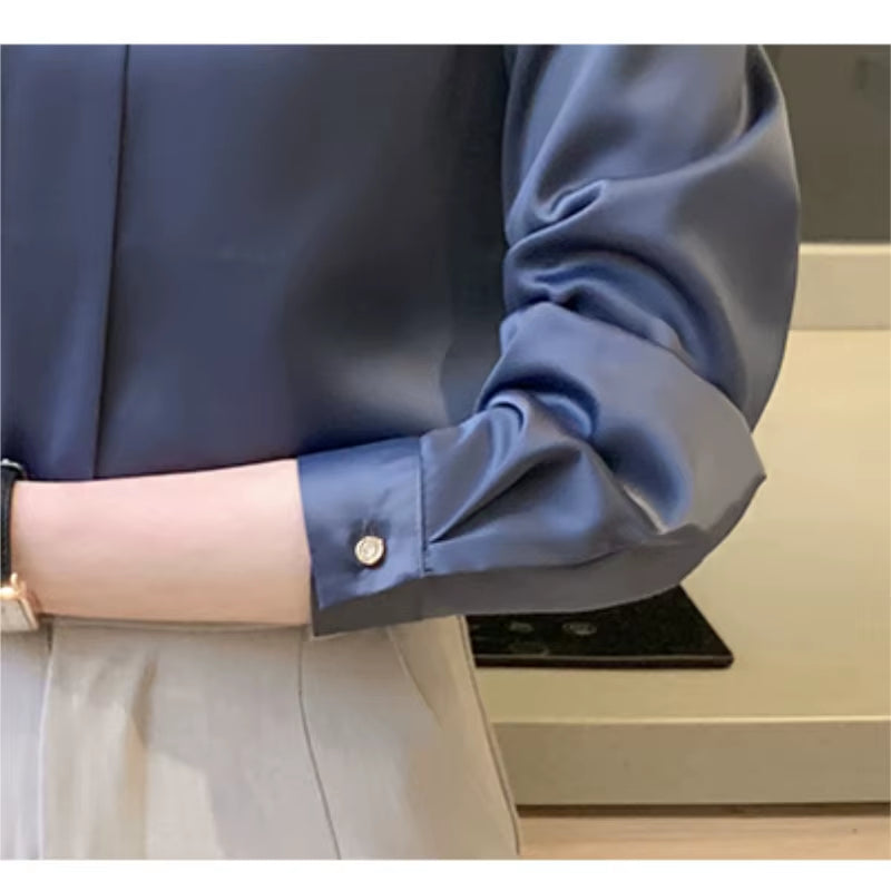 Long Sleeve Blouse Women Blusas Mujer De Moda 2024 Chiffon Blouse Shirt Turn down Collar Office Blouse Women Tops Blusa E235