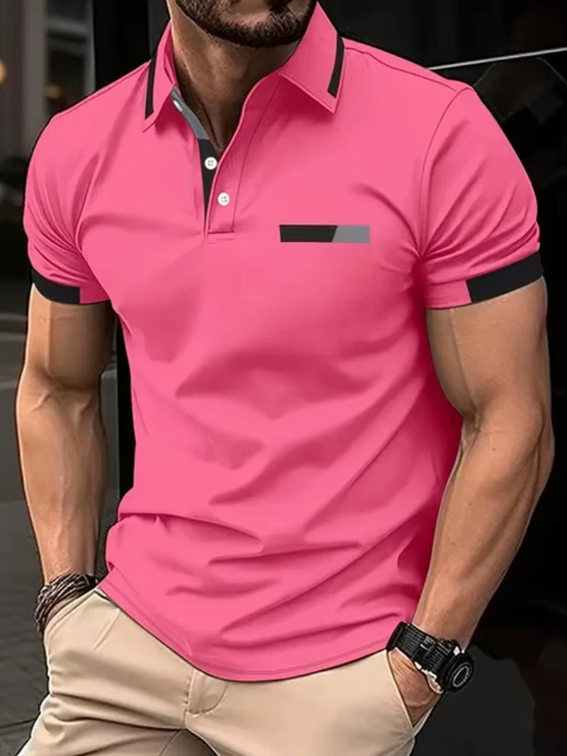 Men'S Short Sleeve Polo Shirt , Summer Casual Lapel Sports Men Polos Gift for Men EUROPEAN Measurement