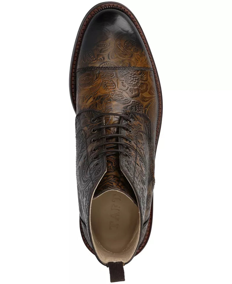 Men'S Rome Embossed Leather Cap Toe Lace-Up Boot