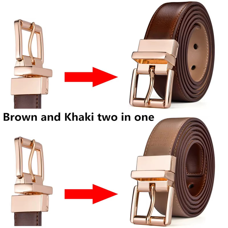 1Pcs Mens Reversible Leather Dress Casual Belts for Men 2.8Cm Wide One Reverse for 2 Colors