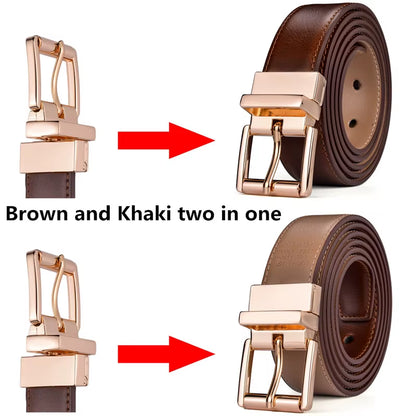 1Pcs Mens Reversible Leather Dress Casual Belts for Men 2.8Cm Wide One Reverse for 2 Colors