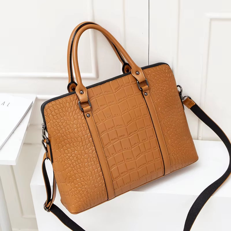 Fashion Women Leather Laptop Briefcases Office Lady Handbags for Woman Business Leather Handbag Notebook Computer Shoulder Bags
