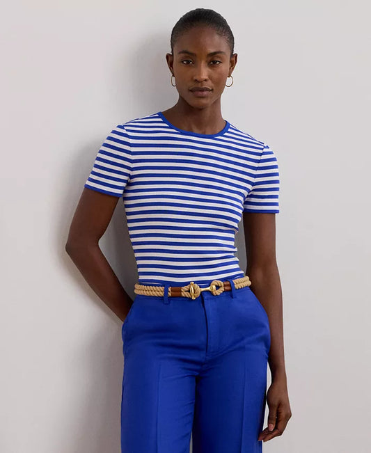 Women'S Striped Stretch Cotton Crewneck Tee