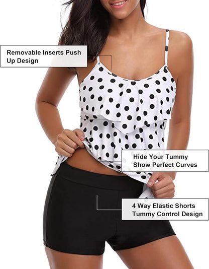 Tankini Bathing Suits for Women Tummy Control Swimsuits Two Piece Swimwear Made of Quick Dry High Elastic Fabric