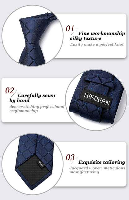Plaid Checkered Tie Handkerchief Woven Classic Formal Men'S Necktie & Pocket Square Set