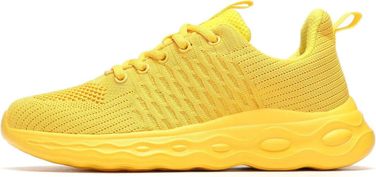 Women'S Running Shoes Walking Tennis Sneakers Ladies Work Casual Comfor Lightweight Non-Slip Gym Trainers Yellow