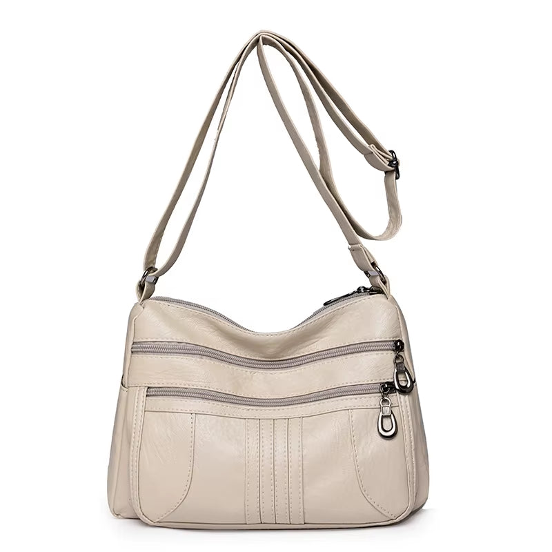 Multiple Pockets Soft Leather Hand Bags for Women Luxury Handbags Women Bags Designer Shoulder Crossbody Bags with Free Shipping