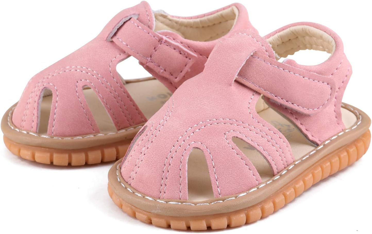 Toddler Boys & Girls Squeaky Sandals Closed-Toe Anti-Slip Rubber Sole First Walkers Shoes