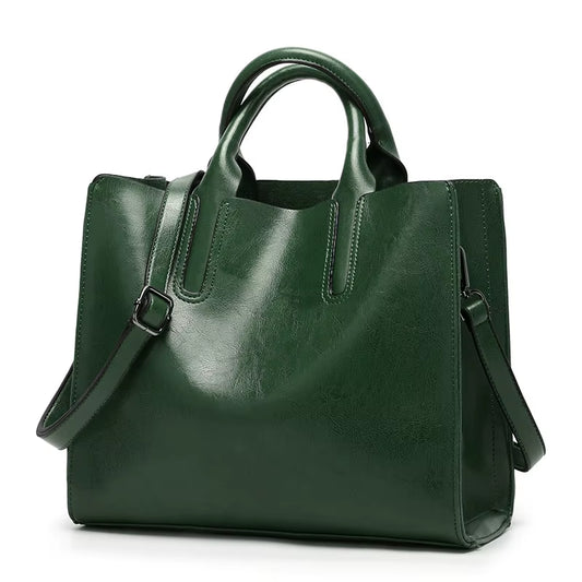 Fashion Leather Women Handbags New Shoulder Bag Oil Wax Leather Bags Female Messenger Crossbody Bag Tote Green Bolsos 2023