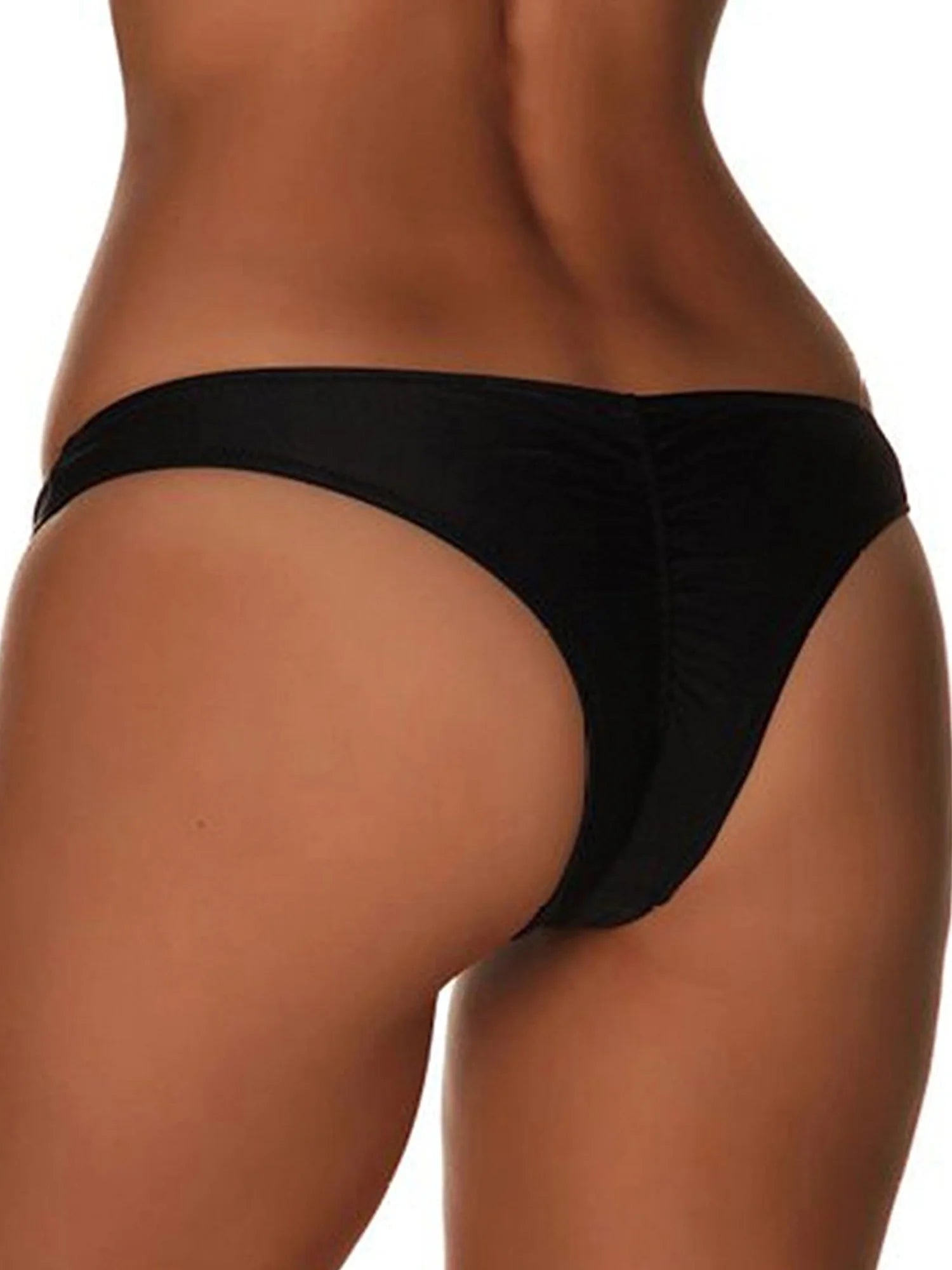 Sexy Women'S Itsy Back Ruched Thong Bikini Bottoms Brazilian Swimsuit Swimwear Beachwear Bathing Cheeky Panty