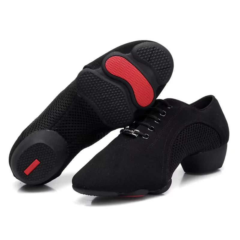 Durable Skidproof Ballroom Dancing Dance Sneakers for Men Women Sport Lightweight Students Girls Boys Training Jazz Street Shoes
