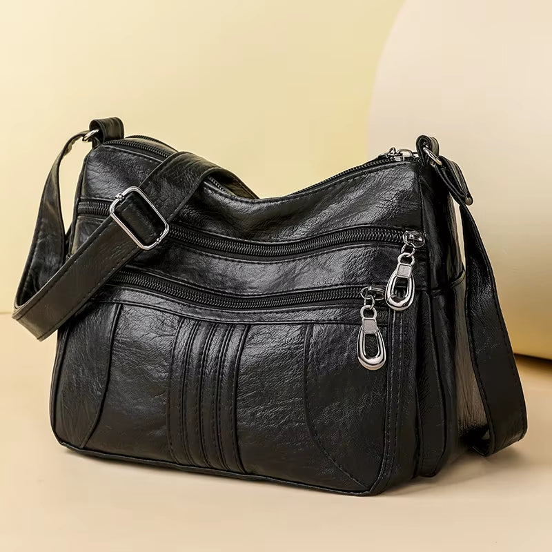 Multiple Pockets Soft Leather Hand Bags for Women Luxury Handbags Women Bags Designer Shoulder Crossbody Bags with Free Shipping