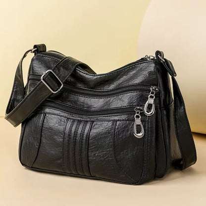 Multiple Pockets Soft Leather Hand Bags for Women Luxury Handbags Women Bags Designer Shoulder Crossbody Bags with Free Shipping