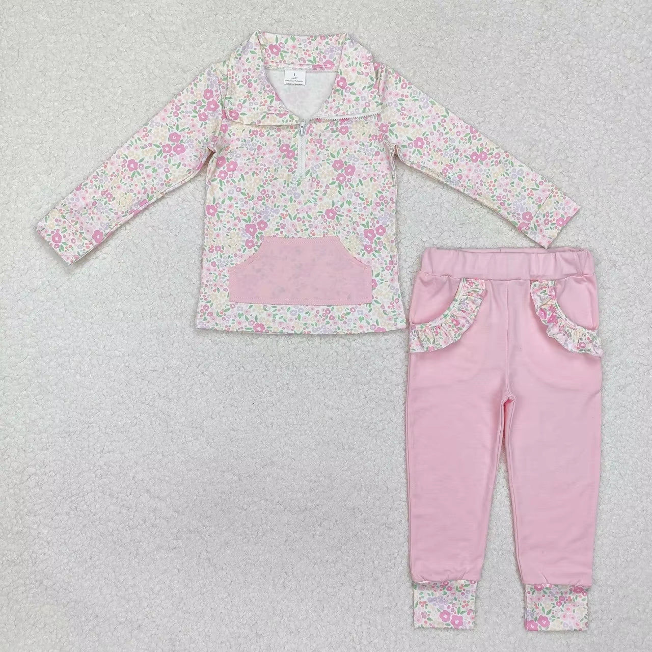 Wholesale Infant Long Sleeves Clothing Blue Flower Shirt Baby Girl Floral Outfit Toddler Skirt Skorts Shorts Children Kids Set