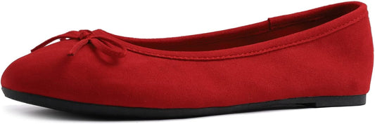 Women'S Ultra Soft Colorful Memory Foam Cushioned Faux Suede Home Ballet Flats