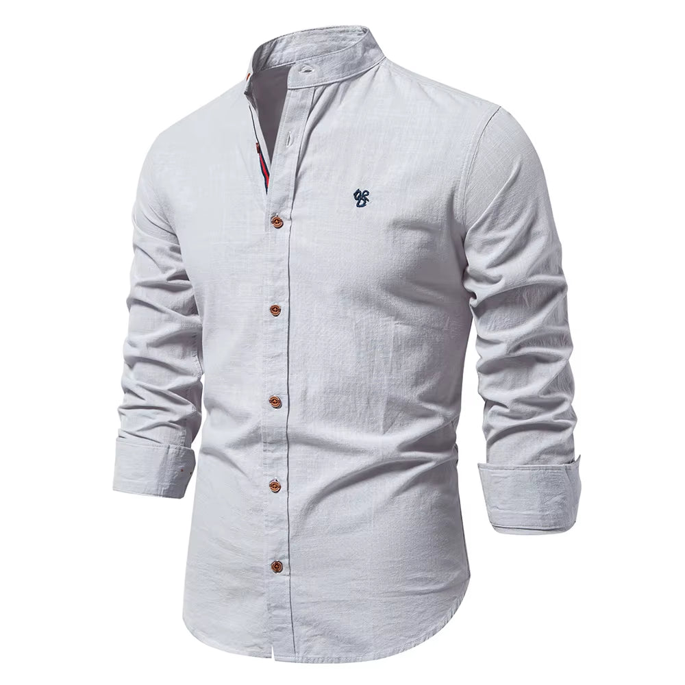 New Spring Cotton Social Shirt Men Solid Color High Quality Long Sleeve Shirt for Men Lapel Casual Social Men'S Shirts