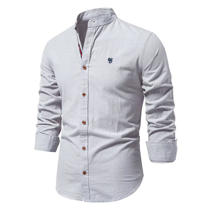 New Spring Cotton Social Shirt Men Solid Color High Quality Long Sleeve Shirt for Men Lapel Casual Social Men'S Shirts