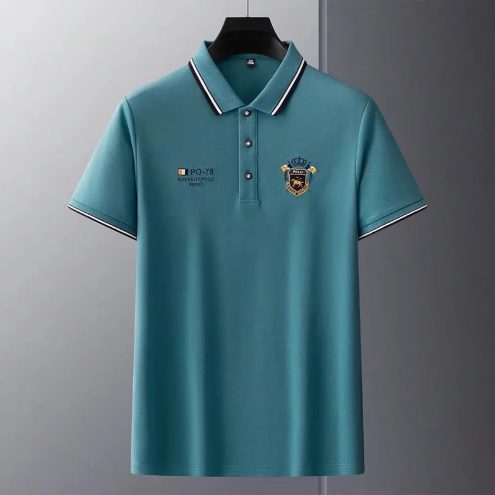 Summer Mens Short Sleeve Polo Shirt Luxury Embroidered Tshirts Lapel Anti-Wrinkle Lightweight Tops Cotton Mens T Shirts
