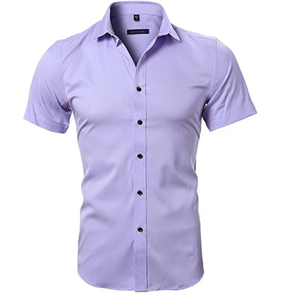 Men'S Purple Bamboo Fiber Dress Shirts Brand Long Sleeve Shirt Solid Slim Fit Casual Formal Non Iron Work Shirt Camisa Masculina