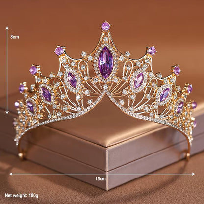 Itacazzo Bridal Headwear Green-Colour Ladies Exquisite Dazzling Party Crown Luxurious Birthday Tiaras