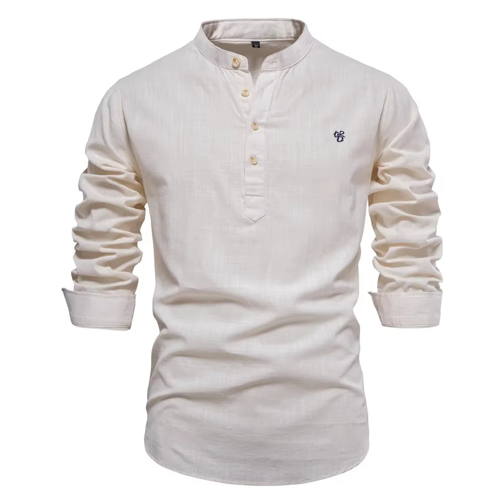 New Spring Cotton Social Shirt Men Solid Color High Quality Long Sleeve Shirt for Men Lapel Casual Social Men'S Shirts