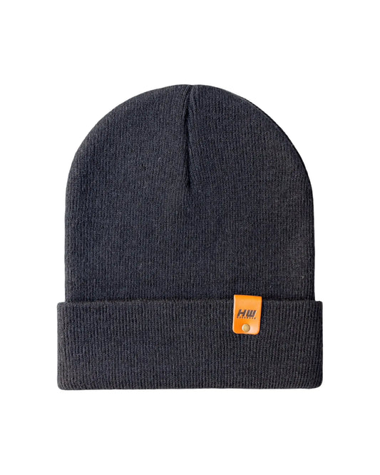HAAKWEAR Knit Cuffed Classic Beanie / Hat - Charcoal Black, Made in USA