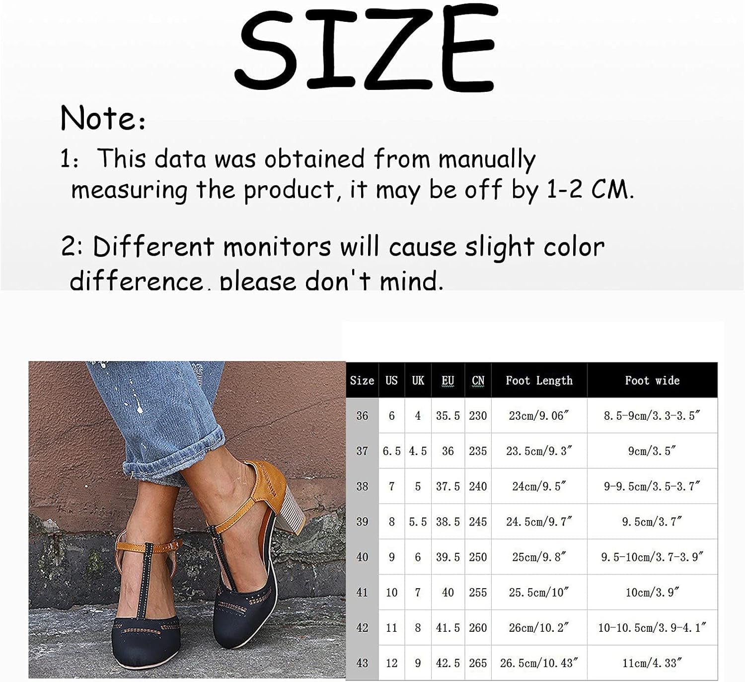Women'S Classy Mary Janeclassic T-Strap Platform Mid-Heel Square Toe Oxfords High Heel Pumps New Dress Shoes