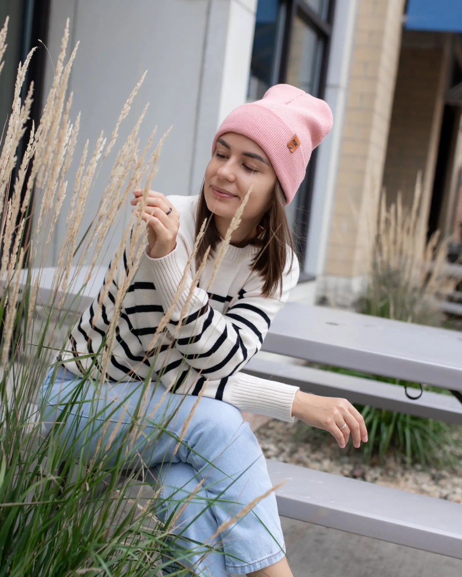 HAAKWEAR Knit Cuffed Classic Beanie / Hat - Pearl Pink, Made in USA