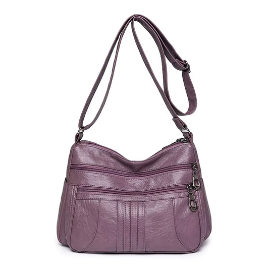 Multiple Pockets Soft Leather Hand Bags for Women Luxury Handbags Women Bags Designer Shoulder Crossbody Bags with Free Shipping