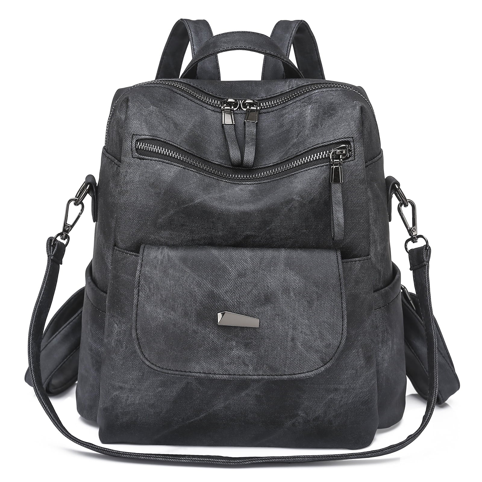 PU Leather Backpack Purse for Women Casual Handbag Ladies Shoulder Bags Black